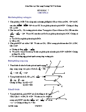 Đề cương ôn tập Hình học Lớp 7 - Lại Văn Long